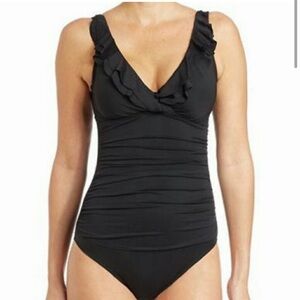 Ralph Lauren Laguna Swimsuit Ruffle Black